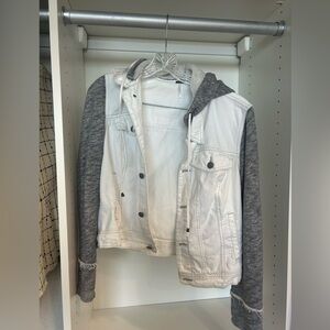 Free People Women's White and Gray Denim Jacket Size Large